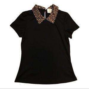 UO NWT Leopard Collar XS Black Top  Pins & Needles